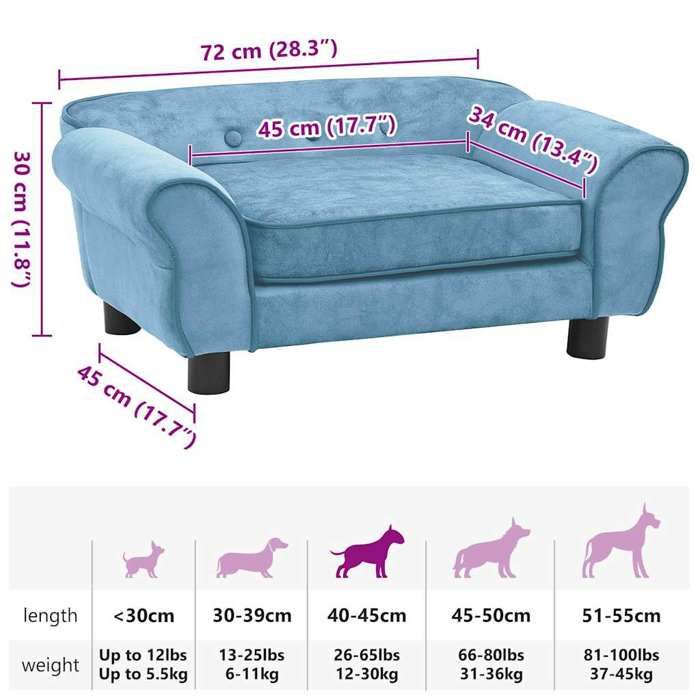 Canapé pour chien - vidaXL - Turquoise - 72x45x30 cm - Peluche - Intérieur