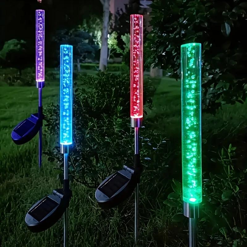1/2pc Solar Outdoor Color Changing Landscape Path Light Solar Powered Acrylic Bubble Pathway Stake Light For Garden Patio Decor