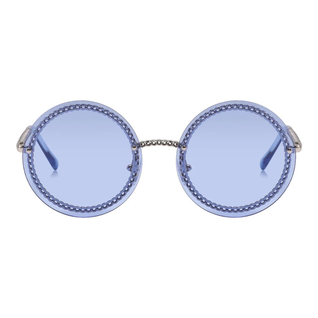 Luxury Metal Chain Round Sunglasses Rimless Brand Shades For Women Circle Sun Glasses Gradient   Zonnebril Dames