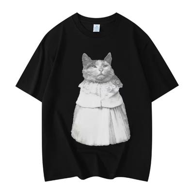 Funny Dressed Cat Meme T-shirt 's 's Fashion Vintage Short Sleeve T Shirts Oversized High Quality Cotton Summer T-shirts
