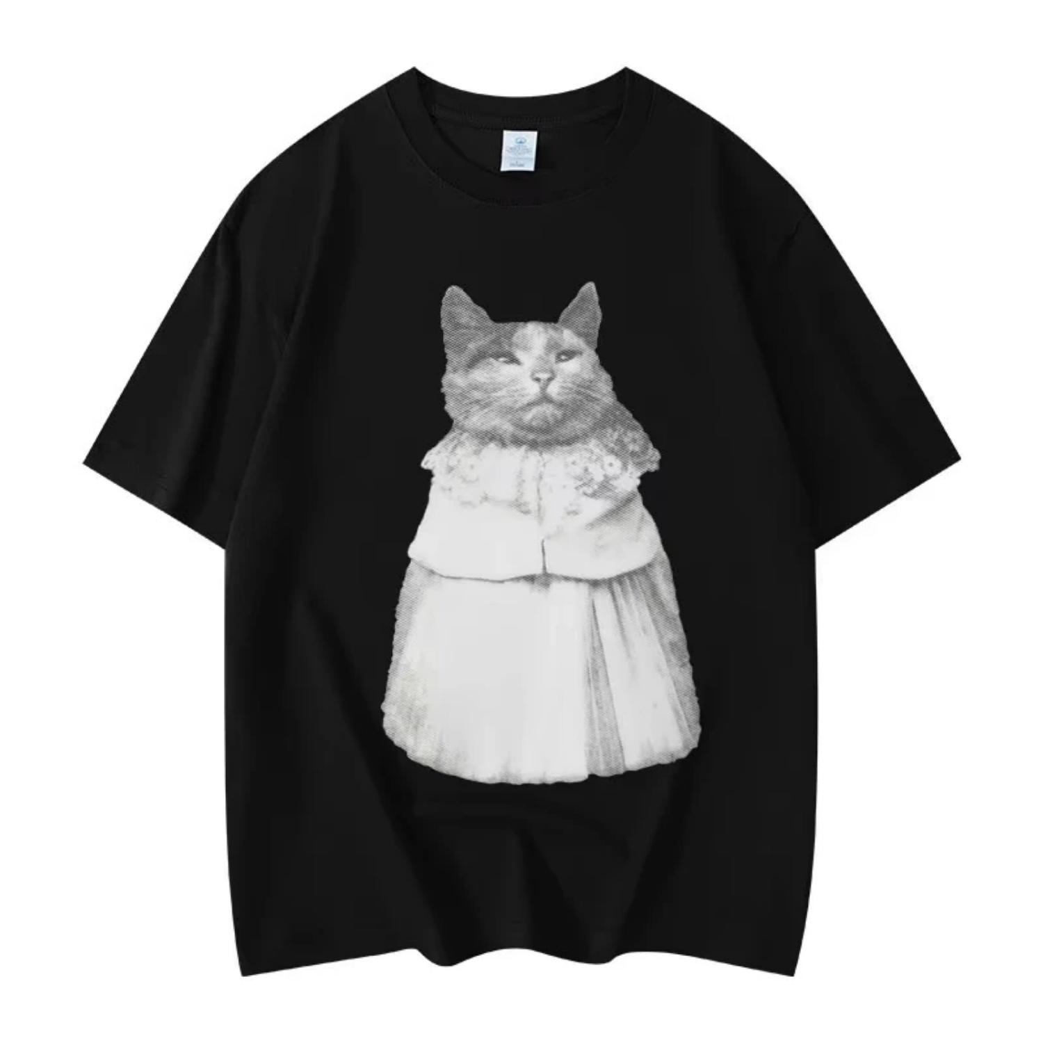

Смешная Одетая Кошка Мем Футболка s s Мода Винтажные Футболки с Коротким Рукавом Оверсайз Высококачественный Хлопок Летние Футболки S чёрный