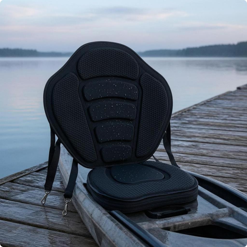 Padded Kayak Seat Cushion Metal Hooks High Back Textured for Outdoor