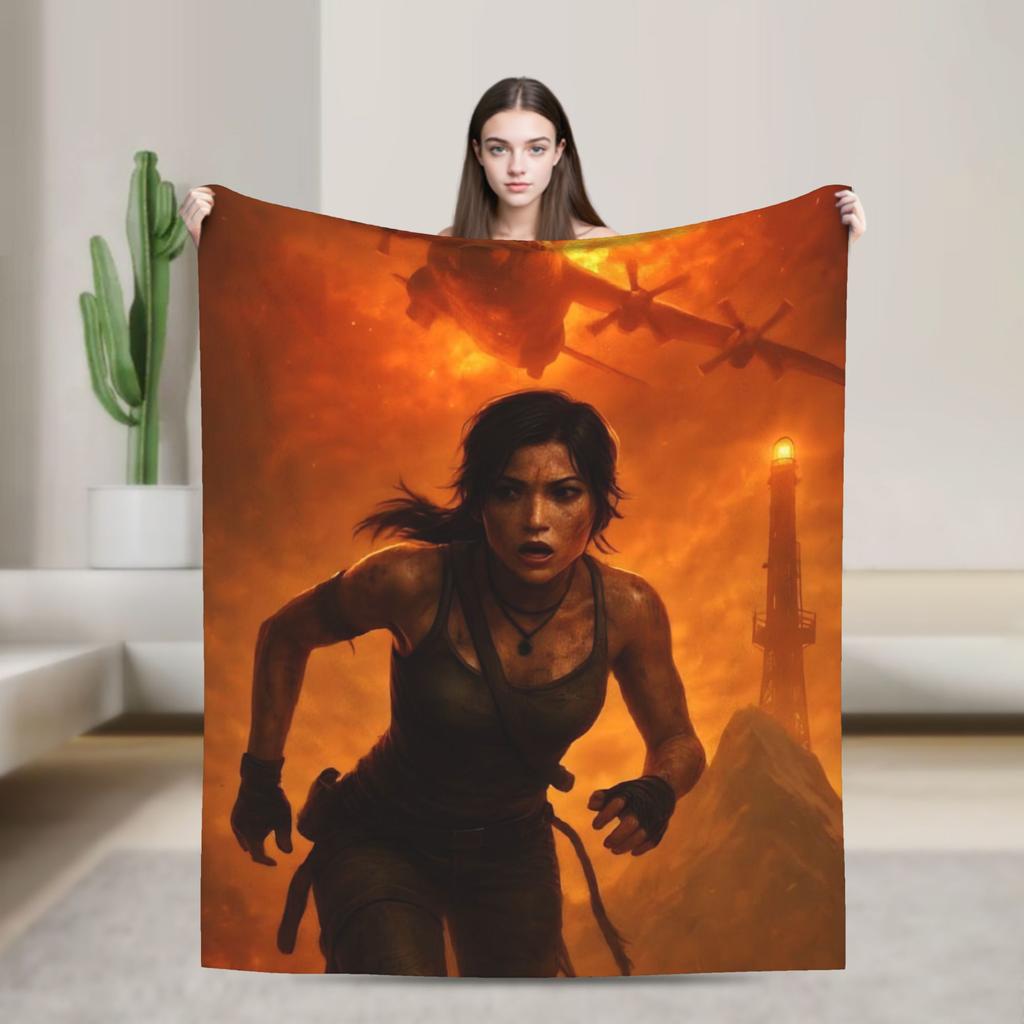 T-Tomb Raiders Plush Blanket Kids Flannel Throw Blanket For Home Decor Soft Custom Quality Bedspread Gift