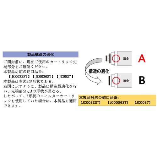JC0037 Water Purifier Cartridge, High-Performance Type, Removes 16 Substances, Compatible with JC0037 (Pack of 3)
