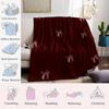 Burgundy Bow Flannel Blanket Warm Soft Halloween Christmas Couch Warm Cozy Decorative Decor Gift for All Season