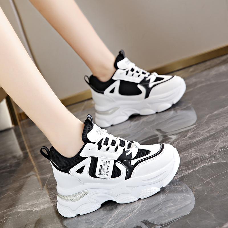 Thick-soled dad shoes for women 2025 spring and autumn new Korean version small man height increase casual breathable mesh sneakers for women