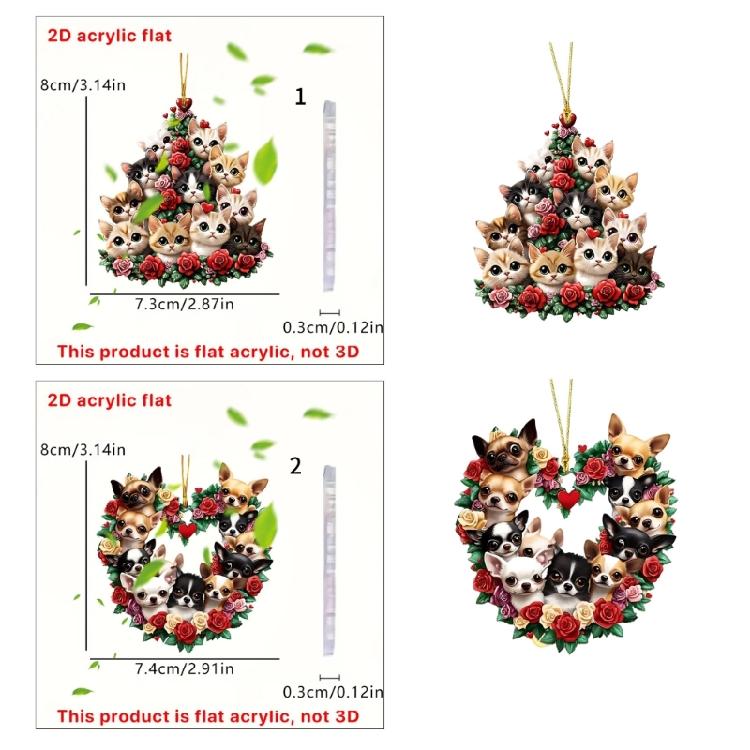 Multipurpose Valentines Special Cats and Dog Acrylic Ornament Accessory for Pet Lovers and Unique Decoration Seekers