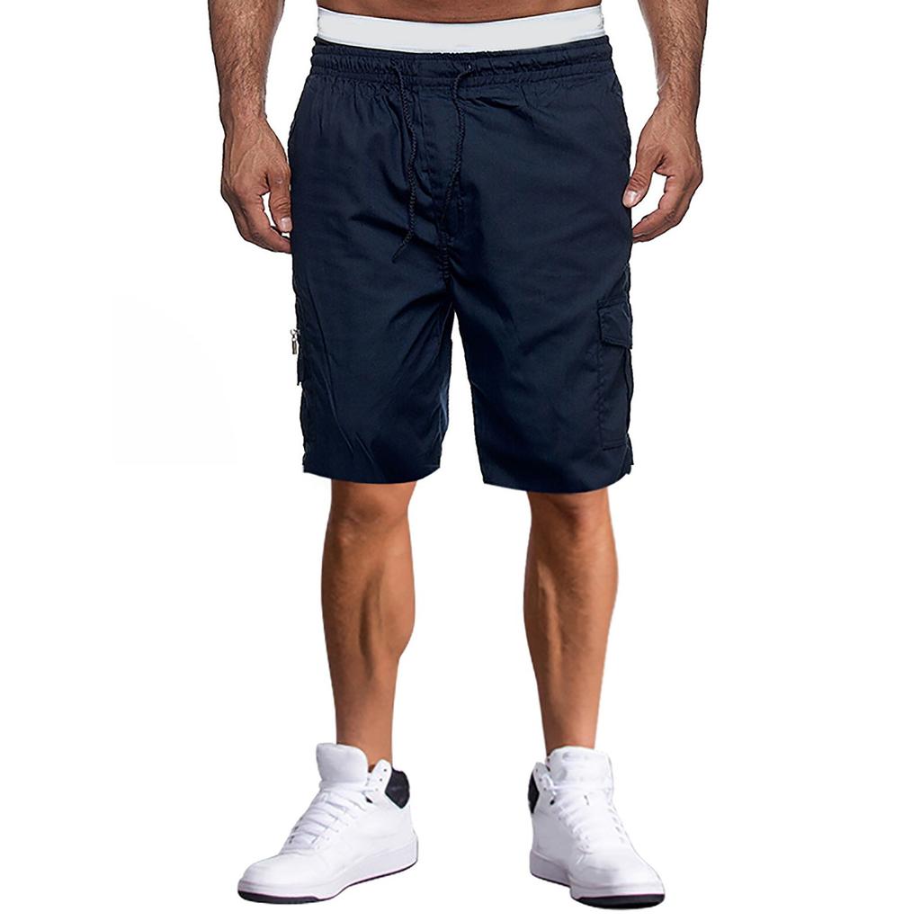 Men's Drawstring Belted Multi-pocket Cargo Shorts