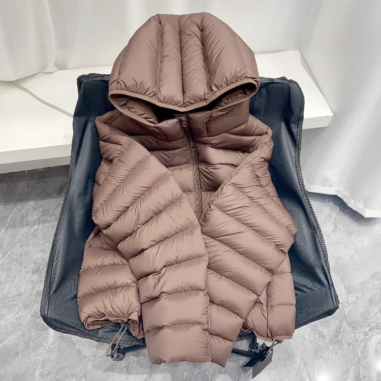 Women Winter Lightweight Down Coat Short Hooded Warm Puffer Jacket Thickened Quilted Outerwear