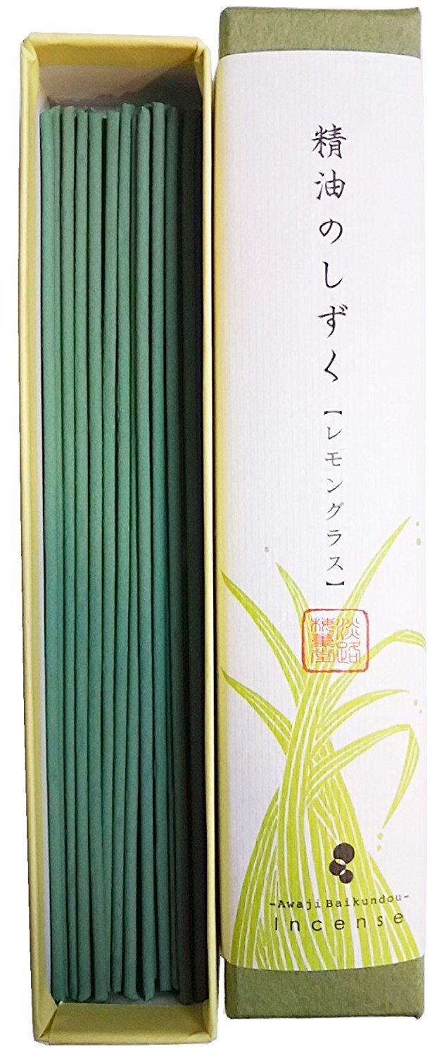 Awaji Baikundo Lemongrass Essential Oil Aroma Incense Stick Incense, Drops, 8g, #184 зелёный