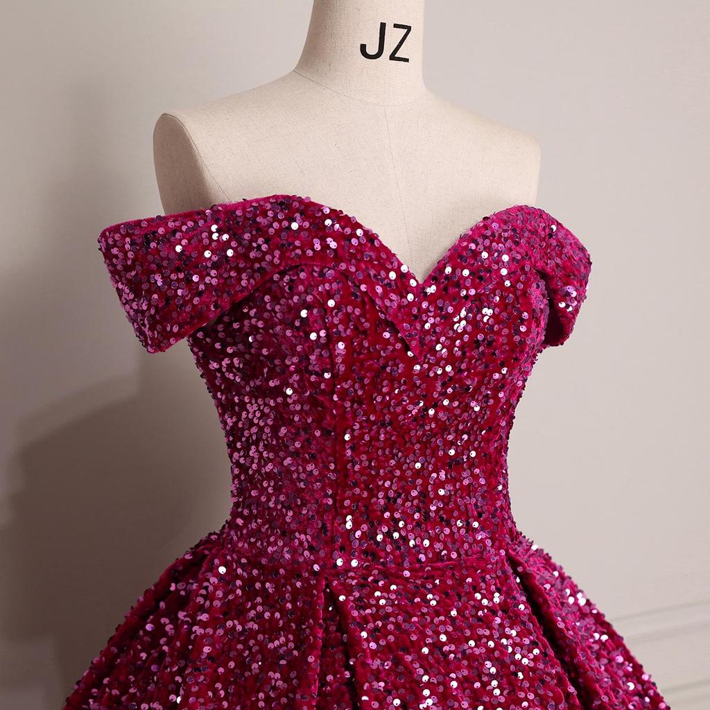 Cross-border Shiny Pitaya Puffy Skirt Wedding & Evening Gown