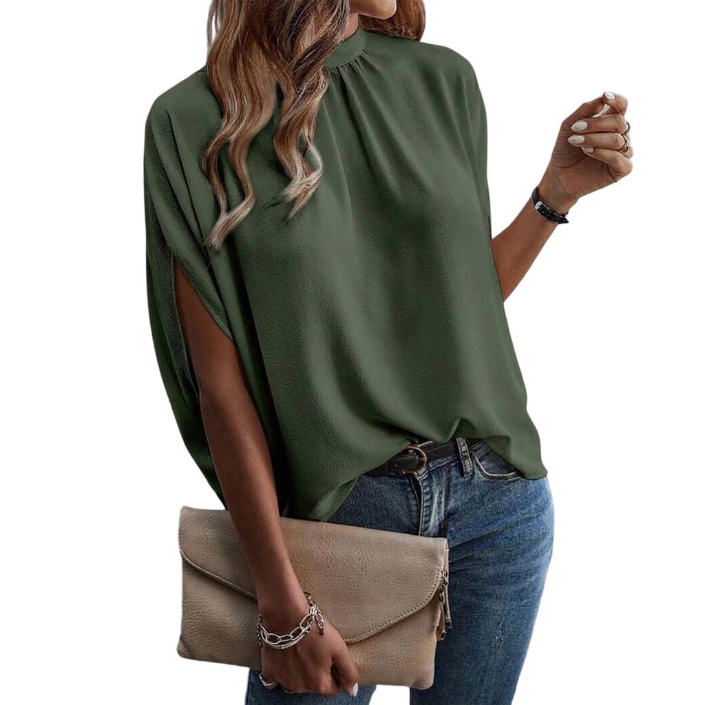Damen Freizeitmode Rundhals Träger Halbsleeve Hemd T-Shirt Top
