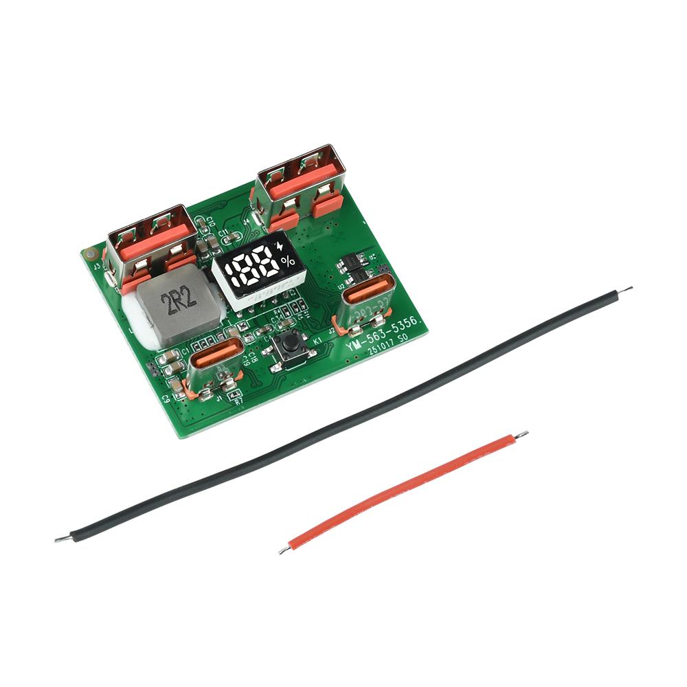 

22.5W LED Digital Display Fast Charging Module IP5356 Support PD/QC/VOC Multi Protocol Dual Type-C USB Interface зелений