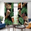 2pcs Nordic Modern Simple Green Palm Leaves Digital Printed Curtain Living Room Curtains Grommet Top Curtains Living Room Office
