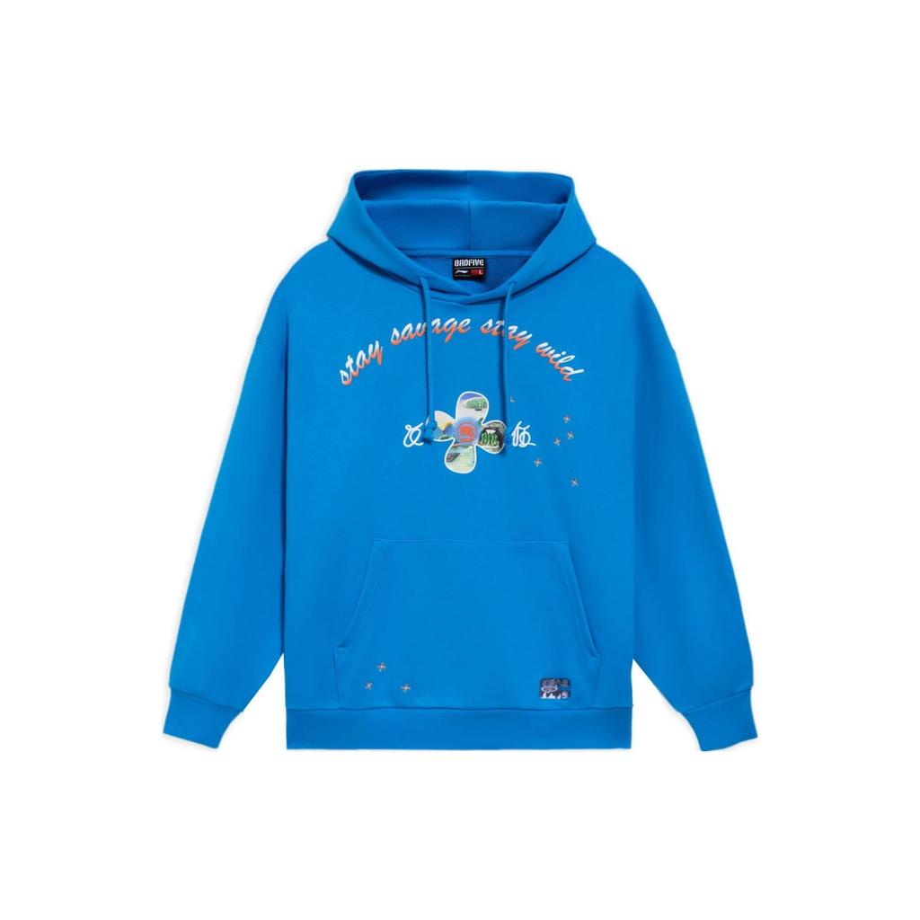 Li Ning Sweatshirts Unisex Blue Hooded Moderate Regular AWDS565-1