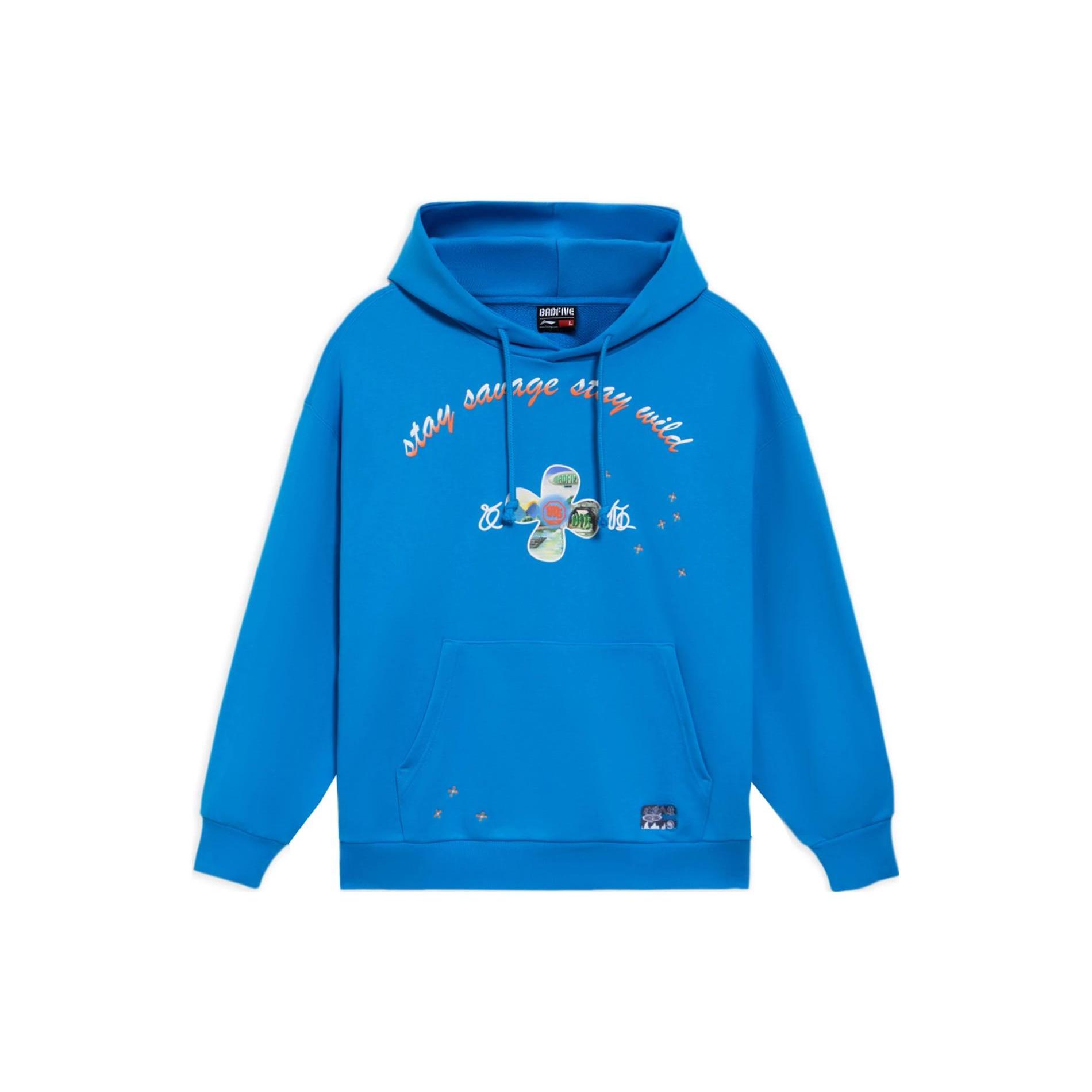 Li Ning Sweatshirts Unisex Blue Hooded Moderate Regular AWDS565-1 S