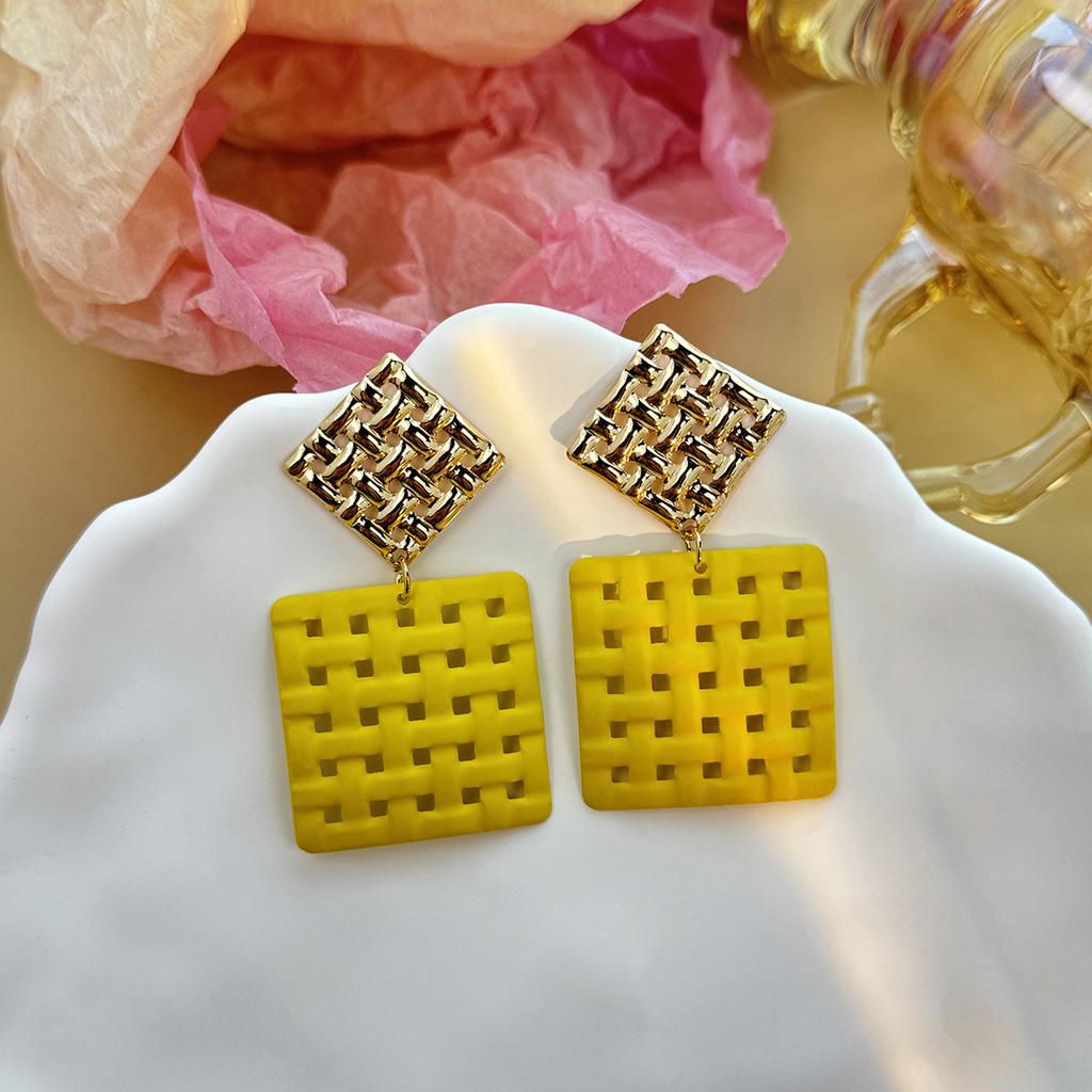 Fashionable Colorful Geometric Irregular Oval Earrings