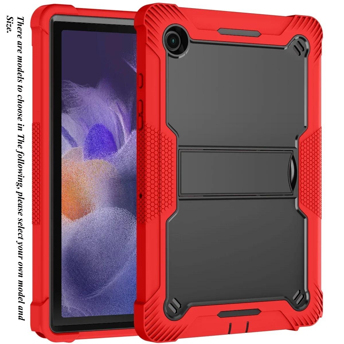Pour Samsung Galaxy Tab A9 Plus A9+ S9 FE A8 10.5 Étui Coque Rigide avec Support SM-X210 X218 A11+ A7 Lite S6 Lite P620 P625 S7 S8 Housse de Tablette Tab S9 FE 11-inch rouge