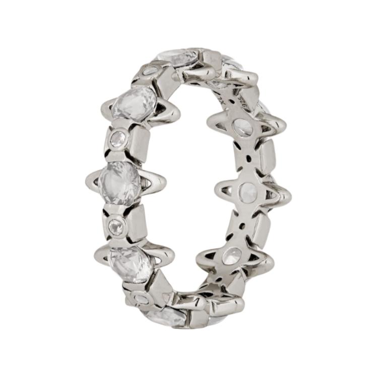 Vivienne Westwood Warwick Ring Fashion Sphere Design Recycled Silver Ring Women ring Platinum Gray 64040169-01P297