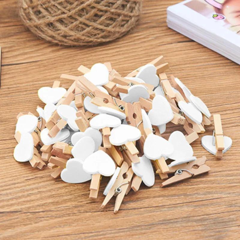 

50Pcs Wooden Clips Love Heart Pegs Clothespin DIY Decor Cute Wedding Decor Craft Pegs Clothespin Decor