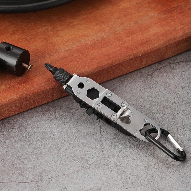 Multi Tool Screwdriver Bit with Carabiner Keychain Multifunctional Gadget Portable Screwdriver Pocket Bottles Opener