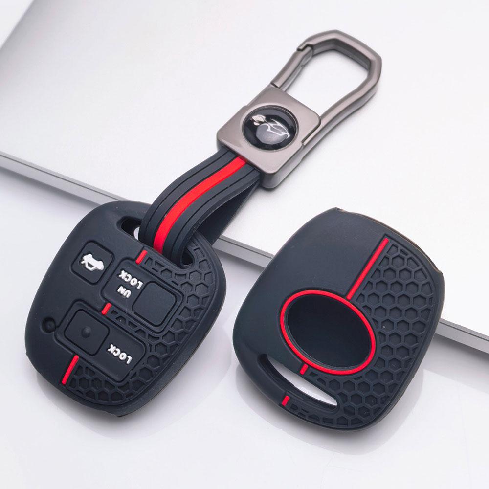 Silicone Key Fob Cover with Matching Wrist Strap Fit for Toyota Camry Corolla RAV4 Highlander Matrix Sequoia Sienna, Fits Toyota Camry Corolla RAV4
