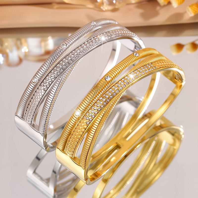 Spring Double Layer Titanium Steel Feminine Light Luxury Couple Bracelet Bracelet