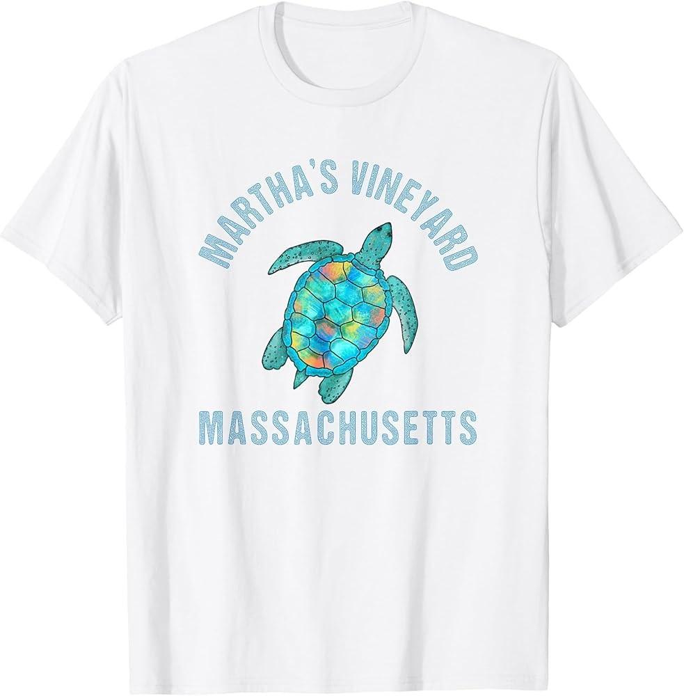 Martha#039;s Vineyard Beach Design Sea Turtle Illustration TShirt Unisex T-Shirt M