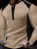 Men's European & American Style V-Neck Waffle Top - Breathable Autumn Casual Wear with Hot Buckle