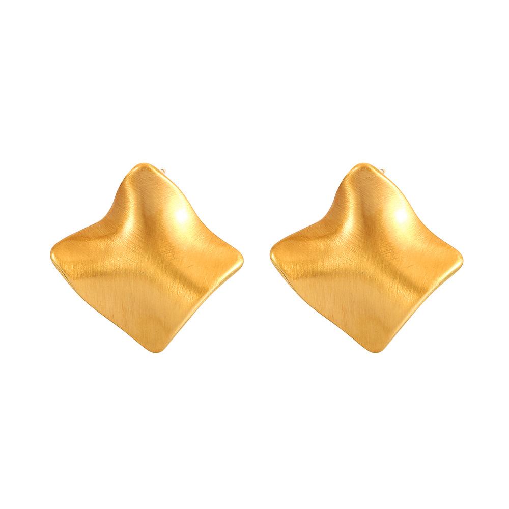 Fashionable, Light Luxury Temperament, Irregular Folds, Brushed Earrings, Personalized, Niche, High-end, Versatile Earrings for Women
