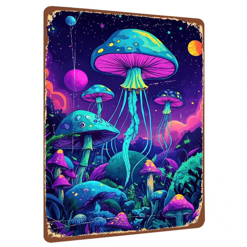 

Dreamy Starry Sky Jellyfish Mushroom Forest Iron Painting Creative Home Decor 20x30cm（7.8x11.8inch）