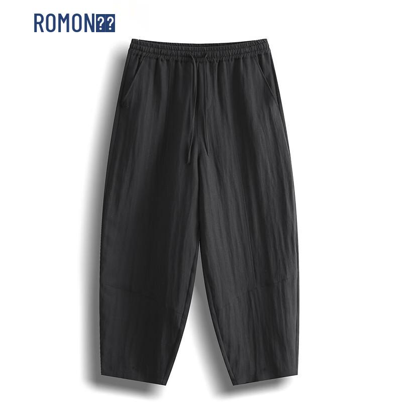 Romon Men s Chinese Style Linen Blend Casual Straight Pants XL