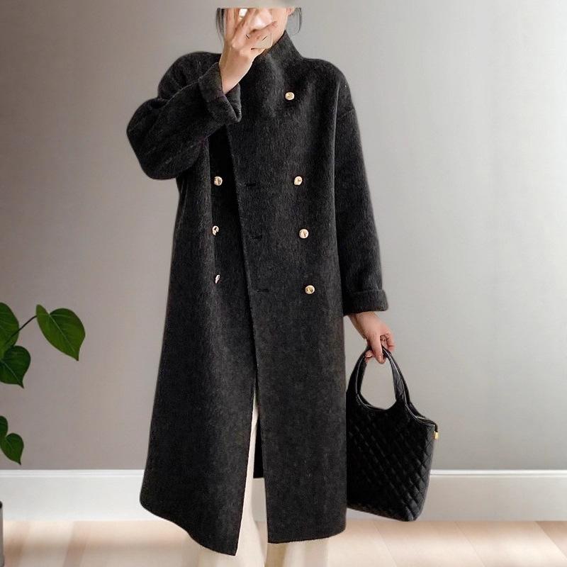 Women's Long, Loose-fitting, Elegant, Slim-fitting, and Stylish Coat for Autumn and Winter.