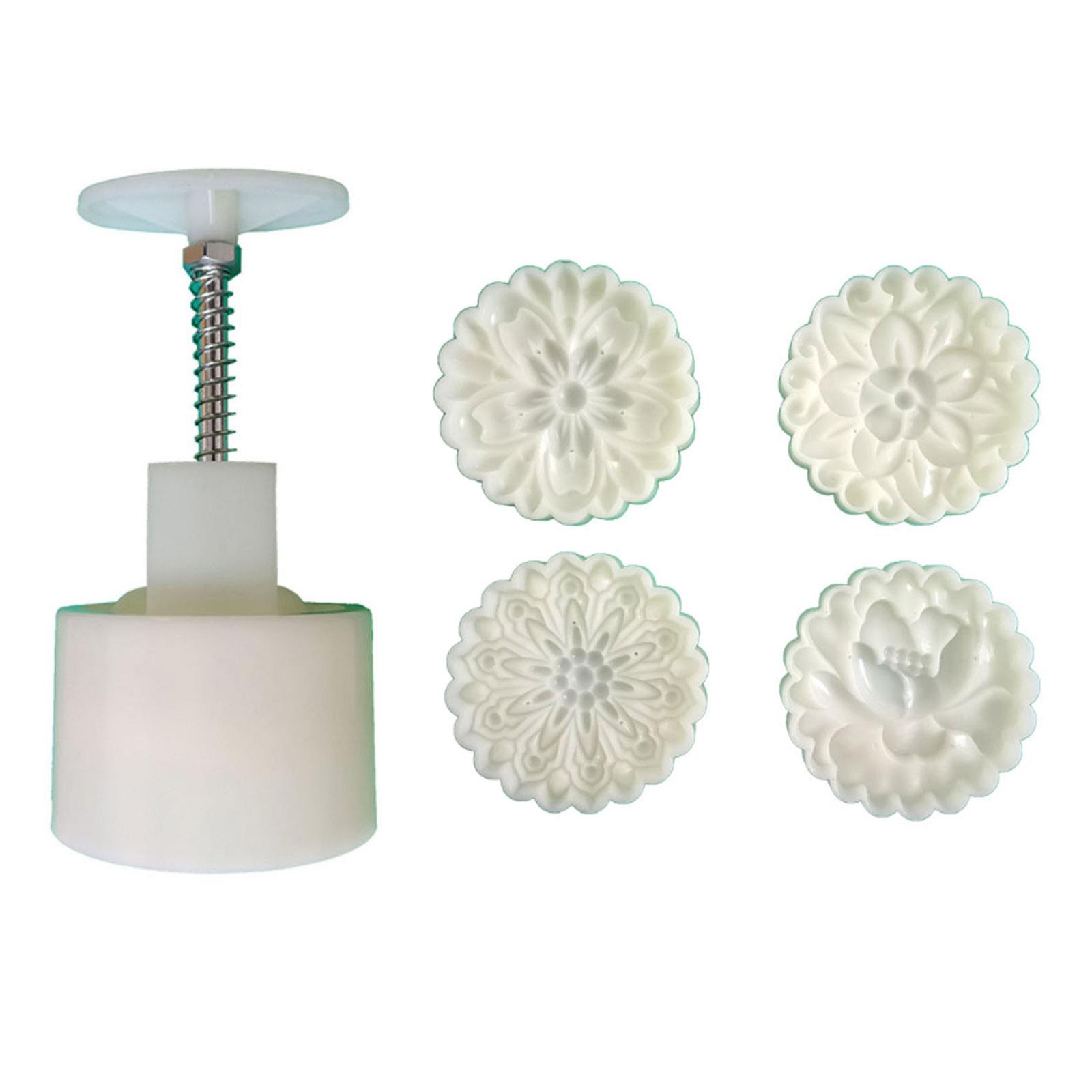 Plastic Mooncake Stamp Cute Flower Shape Mooncake Mold Festival DIY Hand Press Mooncake Cutters Pastry Decorating Gadget 1
