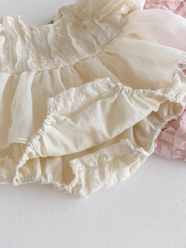 Summer Baby Girl Puff Sleeve Lace Romper - Cute Backless Design