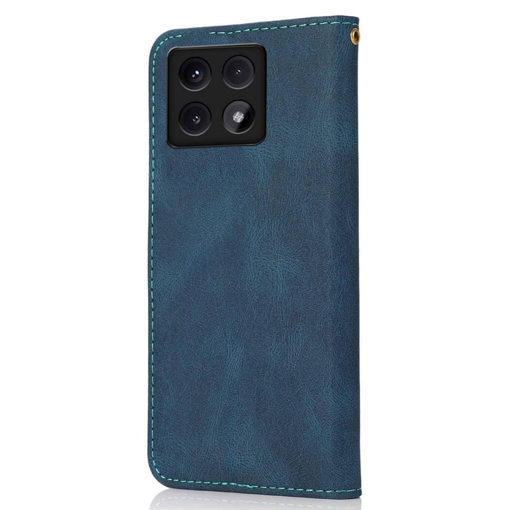 For Xiaomi 14T Cover Color Splicing Wallet Stand Leather Phone Case with Wrist Strap