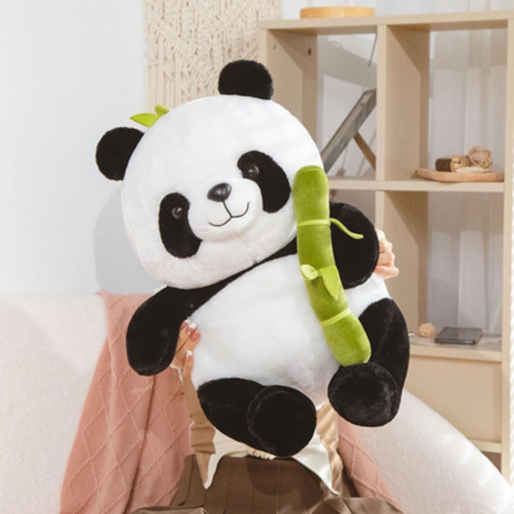 Creative bamboo panda plush toy Sichuan panda rag doll zoo event gift