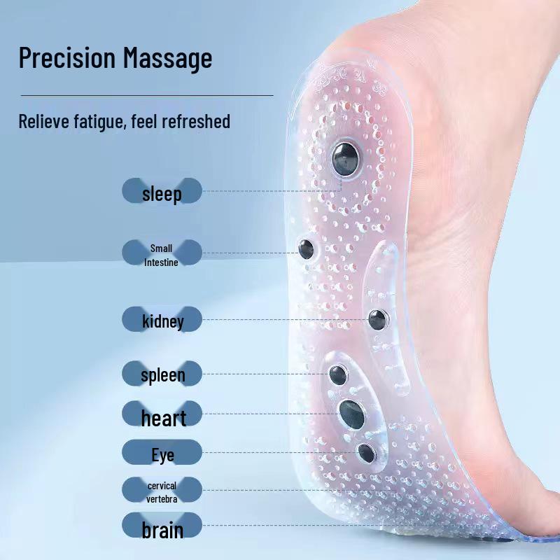 Pack of 8 Magnetic Massage Insoles, Soft PVC, Cuttable, Shock Absorbing, for Men & Women, Acupoint Foot Therapy