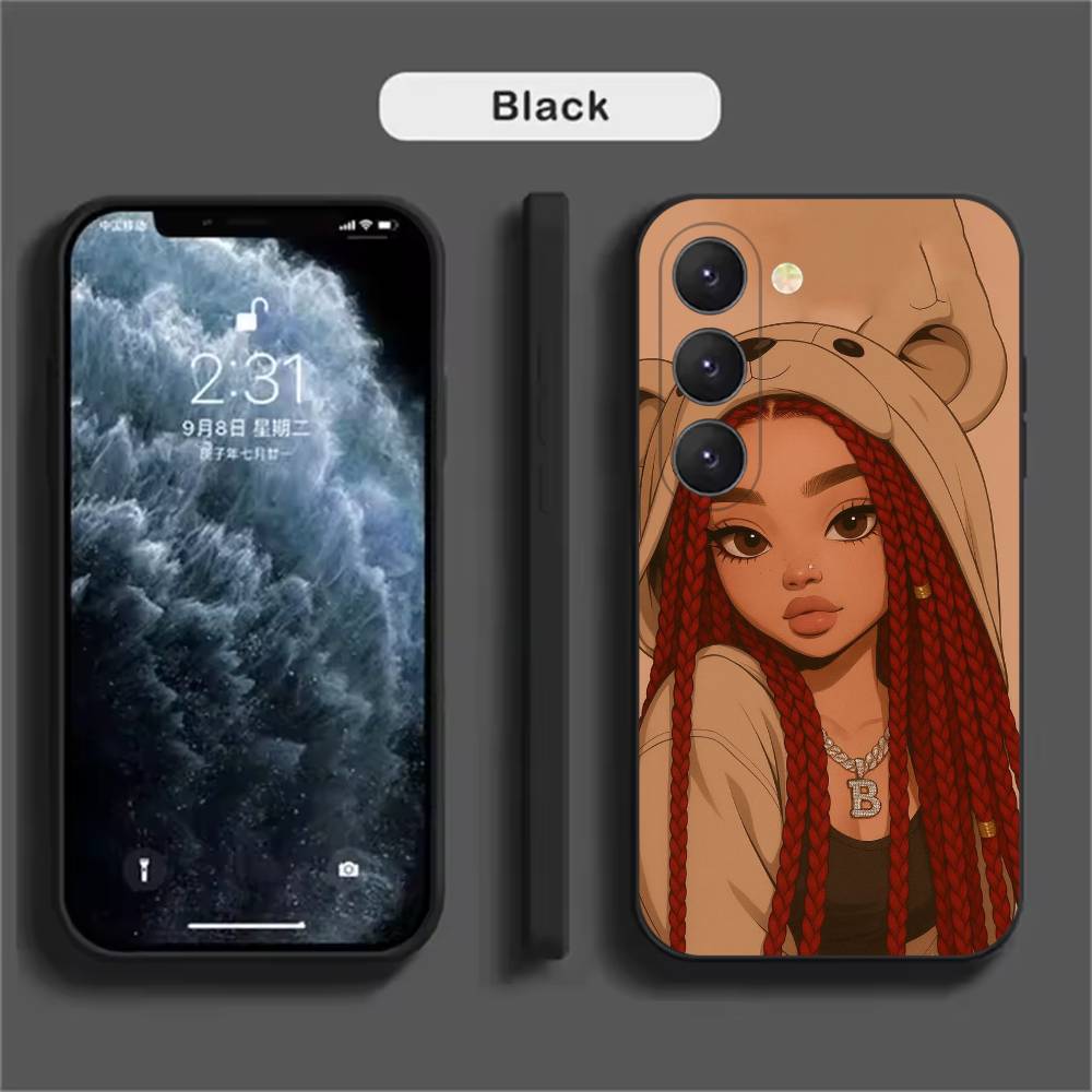 Afro Black Girls Cartoon  Phone Case For Samsung Galaxy A52 A42 A32 A22 A12 A02S A72 A73 A51 A41 A31 A21S A71 A40 A30S A20S