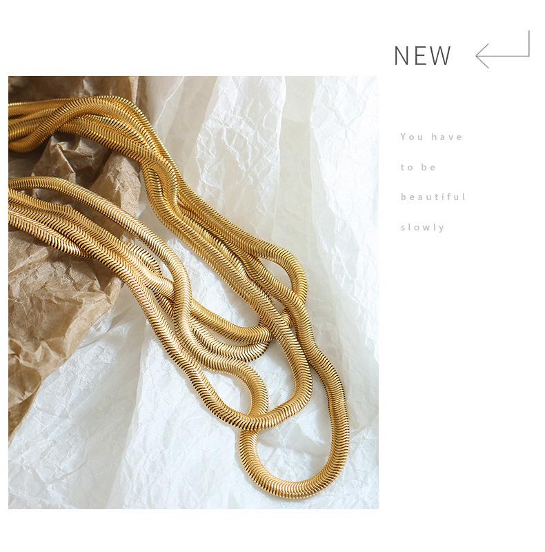 Gold-Plated Minimalist Snake Bone Chain Necklace - Hot-Selling European & American Jewelry
