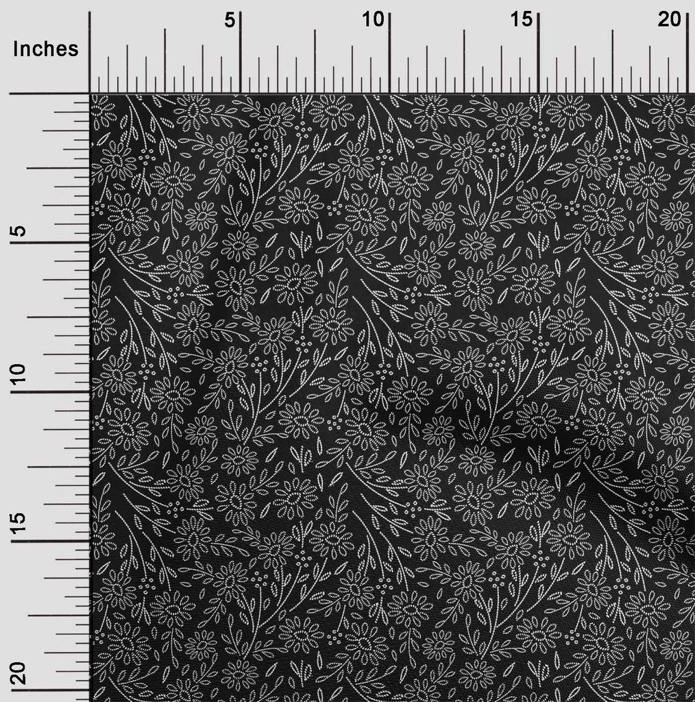 oneOone Cotton Flex Fabric Artistic Floral Sashiko Print Fabric Prints by Yard 40 Inch