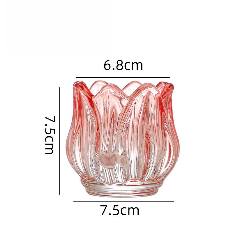 Glass Tulip Candle Cup, Atmosphere Decoration, Photo Prop, Candlestick, Lotus-shaped Candlestick, Candle Utensils
