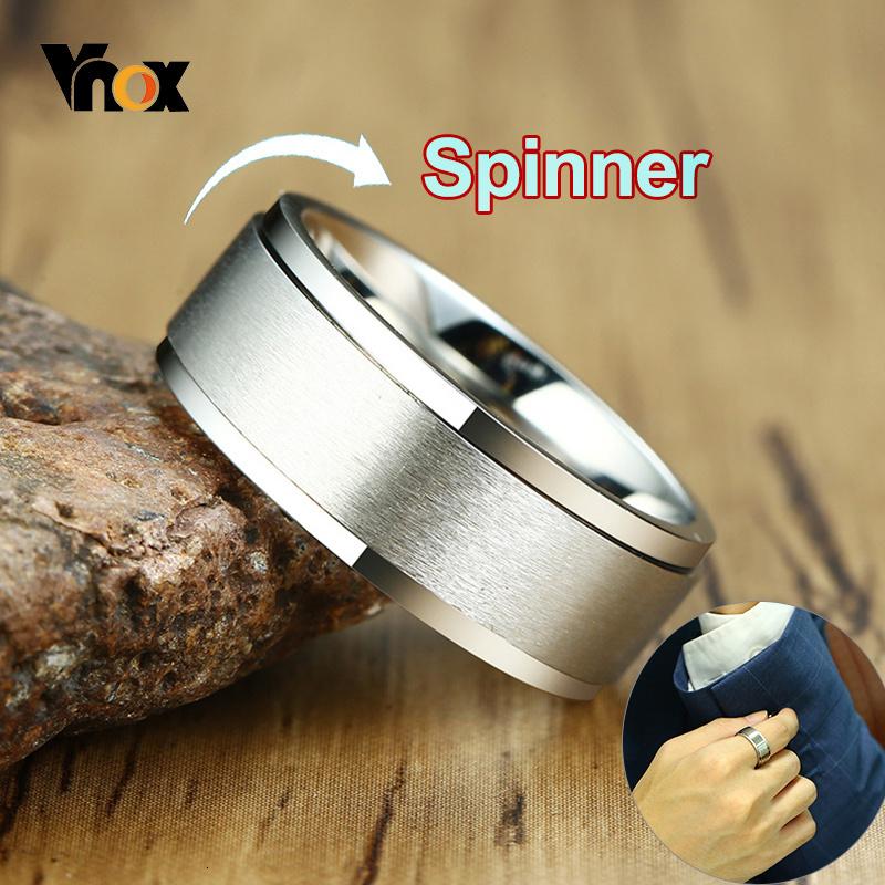 Anel Giratório Vnox 6/8mm para Homens Acessório para Alívio do Estresse Aliança Clássica de Aço Inoxidável Joia Esportiva Rúnica Viking Casual
