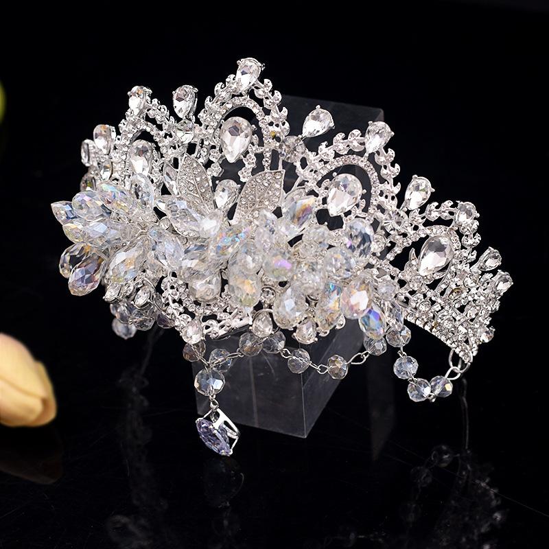 Bridal Tiara Princess Crown Sweet Shiny Crown Hair Accessories Main Wedding Dress White Gauze with Forehead Ornaments Wedding Accessories