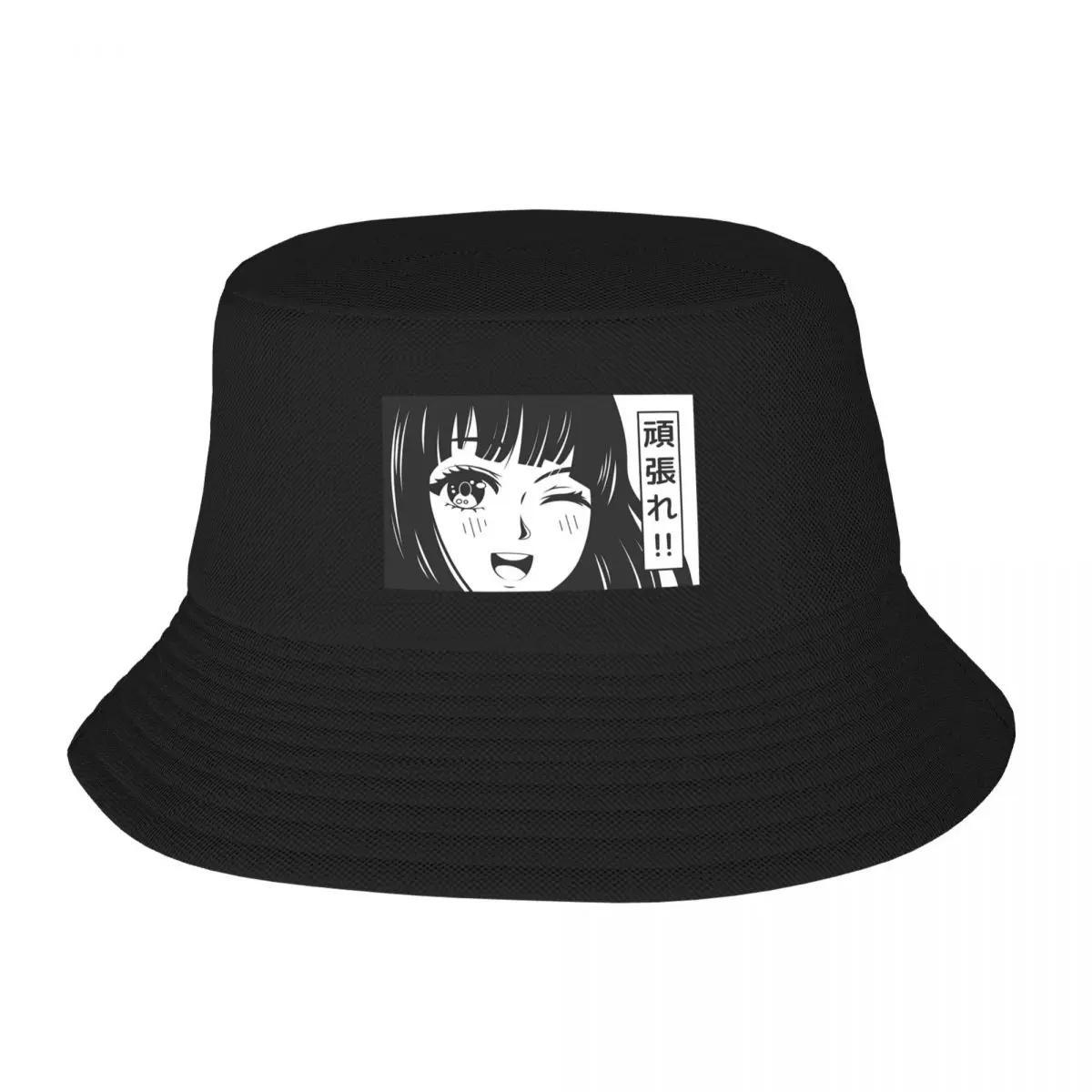 New Unisexga Girl Japanese Writing Kawaii Girl Bucket Hat Anime Designer Hat Baseball For Unisex Womens