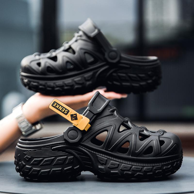 Herren Sandalen Sommer Dicke Sohle Clogs Garten Hausschuhe EVA Rutschfest Atmungsaktive Schuhe Outdoor Strand Pantoletten Mann Lässiger Anglerschuh