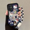 Lychee Pattern Puppy Phone Case with Cute Hand Strap for OPPO A58, A96, A17K, A3 PRO