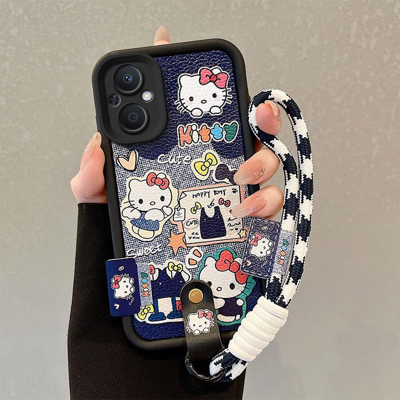 

Lychee Pattern Puppy Phone Case with Cute Hand Strap for OPPO A58, A96, A17K, A3 PRO A54-4G