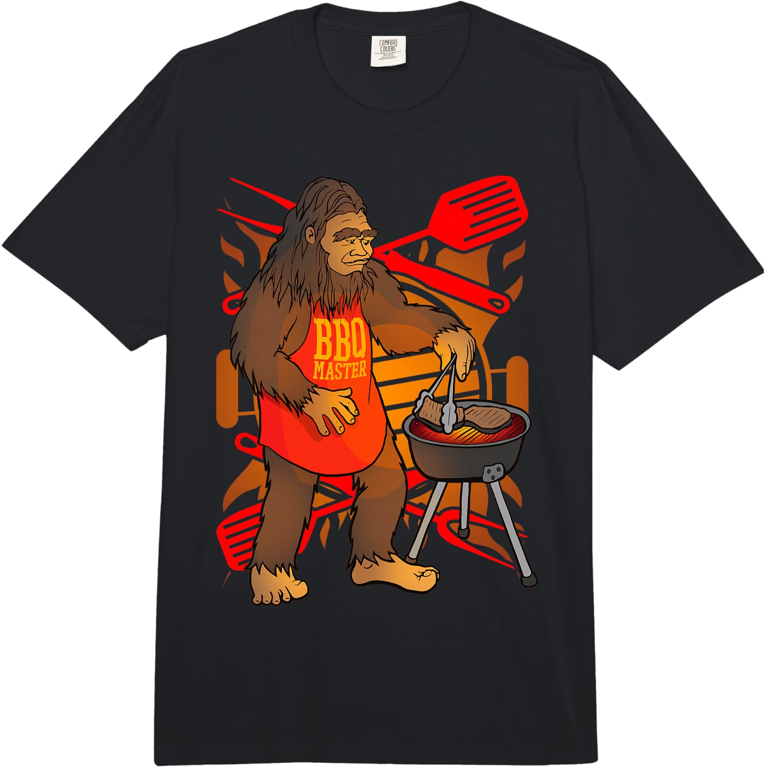Bigfoot Cooking Grill BBQ Funny Gift Fun Comfort Colors Adult Heavyweight Unisex T-Shirt S