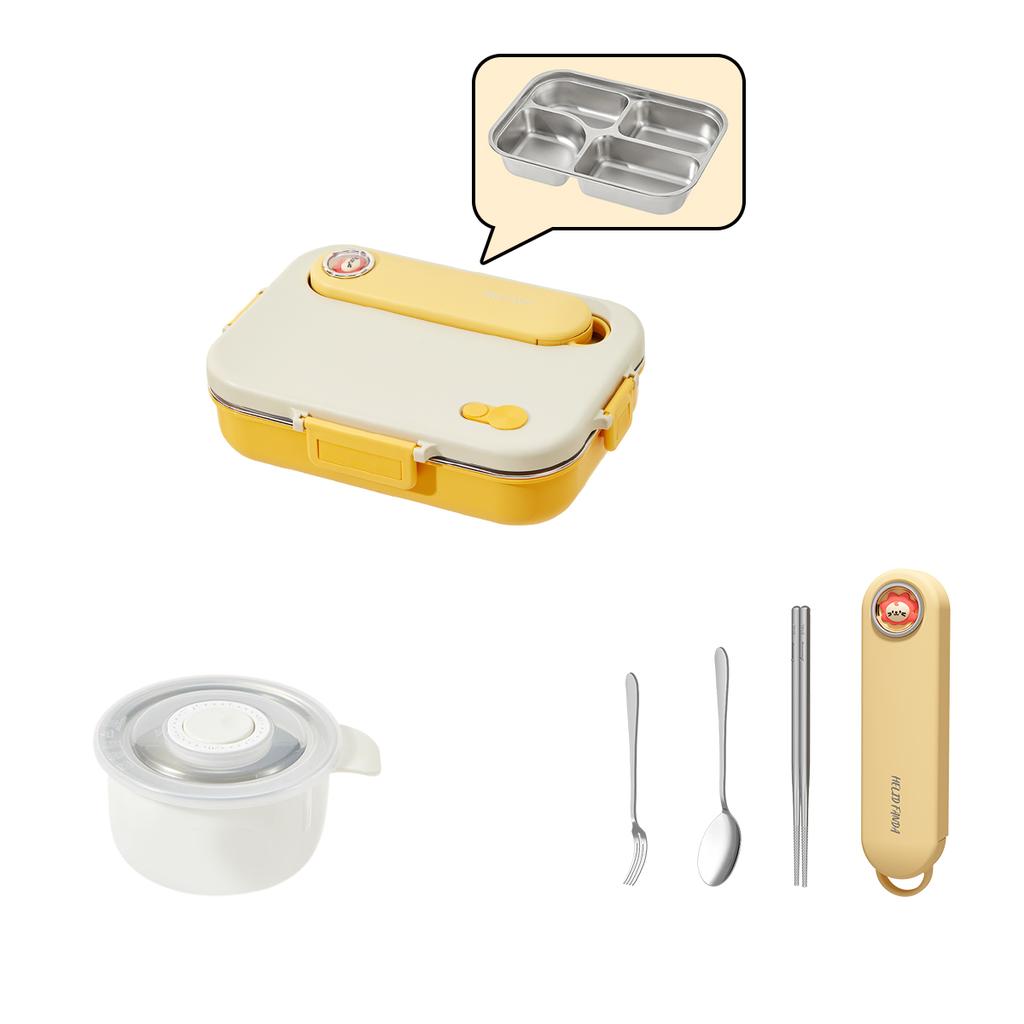 Capybara 304 Stainless Steel Divided Lunch Box With Bowl & Cutlery Microwave Students Portable Large Capacity Bento Box